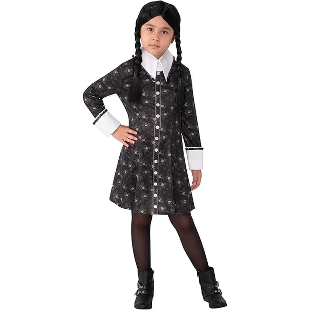 Costume Mercoledì Addams Bambina Halloween - immagine 2